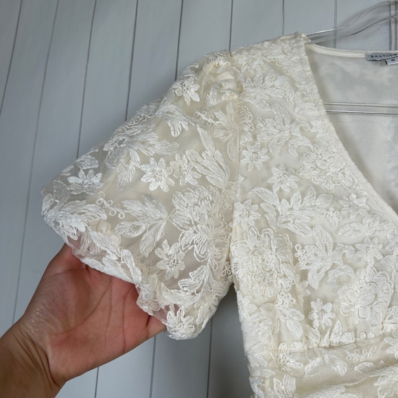 Baltic Born size S Lace maxi dress off white short sleeve v-neck lined bridal - Picture 7 of 16